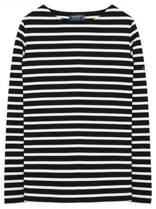 Women's Meridien II Striped Cotton Long Sleeve T-Shirt Black White - SAINT JAMES - BALAAN 1