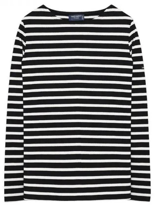 Women's Meridame II Striped Long Sleeve T-Shirt White Black - SAINT JAMES - BALAAN 1