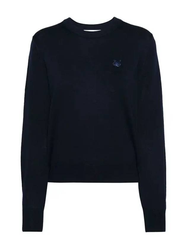 Bold Fox Head Wool Knit Top Ink Blue - MAISON KITSUNE - BALAAN 2