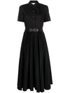 Poplin Pleated Shirt Long Dress Black - TORY BURCH - BALAAN 1