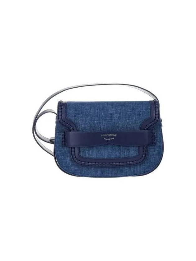 Women s Curve Flap Denim Medium Shoulder Bag Dark Blue - EMPORIO ARMANI - BALAAN 1