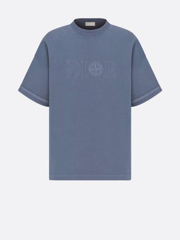 Oversized Fit Cotton Jersey Short Sleeve T-Shirt Blue - DIOR - BALAAN 1