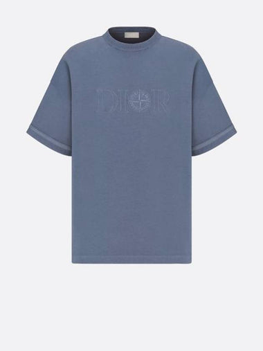 Oversized Fit Cotton Jersey Short Sleeve T-Shirt Blue - DIOR - BALAAN 1