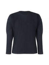 Pleated Basic Long Sleeve T-Shirt Navy - ISSEY MIYAKE - BALAAN 2