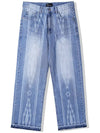 Navajo pattern cut off denim pants light blue - KND - BALAAN 2