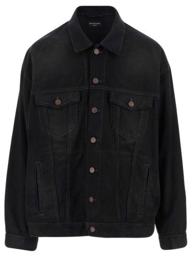 Political Campaign Logo Oversized Denim Jacket Black - BALENCIAGA - BALAAN 2