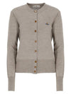 Bea Logo Wool Cardigan Stone - VIVIENNE WESTWOOD - BALAAN 1