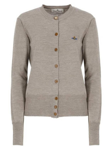 Bea Logo Wool Cardigan Stone - VIVIENNE WESTWOOD - BALAAN 1