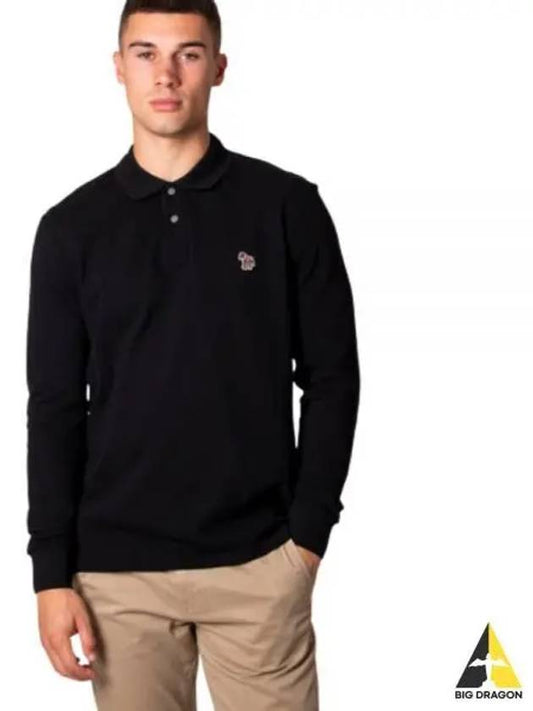 Men's Zebra Patch Long Sleeve Polo Shirt Black - PAUL SMITH - BALAAN 2