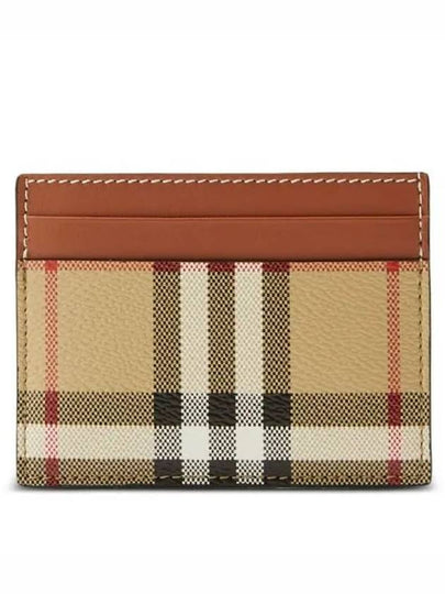 Check Print Leather Card Holder Beige - BURBERRY - BALAAN 2