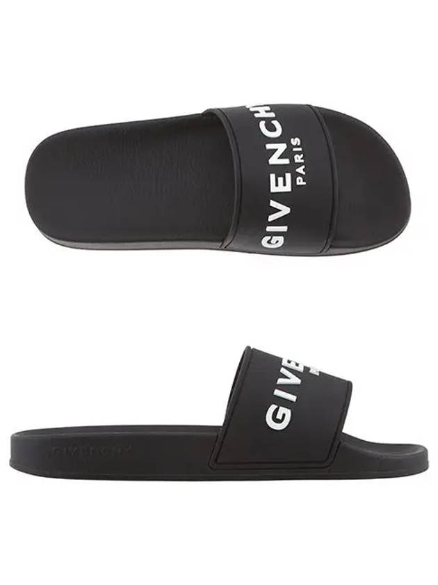 Logo Rubber Slide Slippers Black - GIVENCHY - BALAAN 2