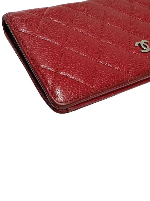 A31509 Red Caviar Skin Silver Logo Timeless Classic Flap Long Wallet - CHANEL - BALAAN 6