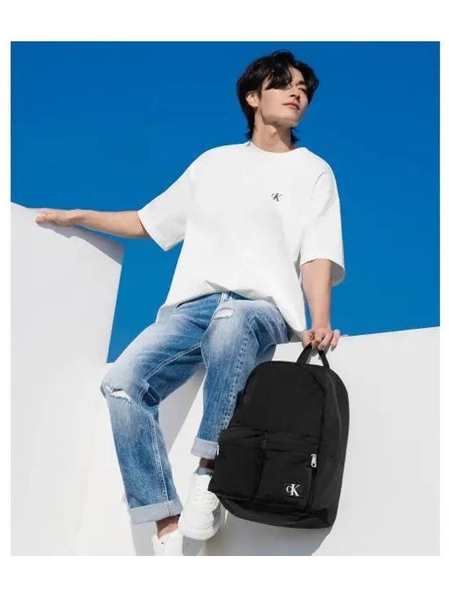 JEANS Unisex Black CKJ City Nylon Two Pocket CAMPER Campus Backpack HH3946 001 - CALVIN KLEIN - BALAAN 2