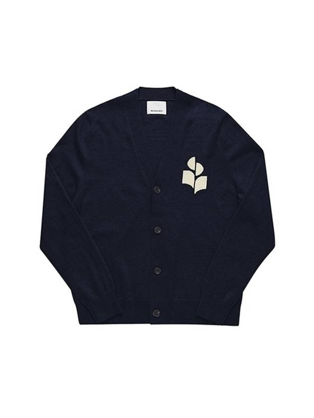 Men's Logo Intarsia Cardigan Navy - ISABEL MARANT - BALAAN 2