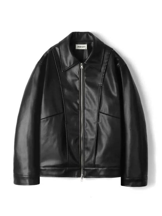 Vegan leather minimal two-way cut leather jacket - INDUST - BALAAN 2