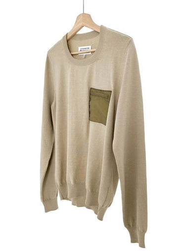 S MM Maison Margiela Men Pocket Patch Stitch Knit T Shirt Beige - MAISON MARGIELA - BALAAN 1