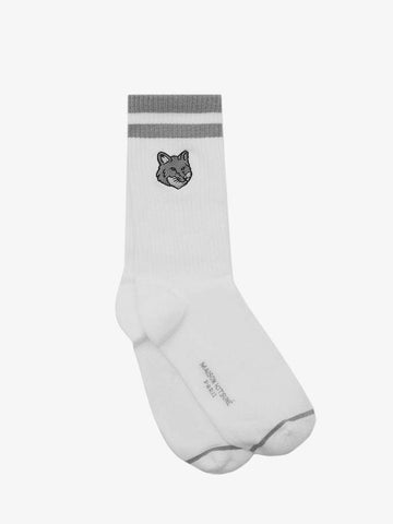Cotton Blend Socks White Grey - MAISON KITSUNE - BALAAN 1