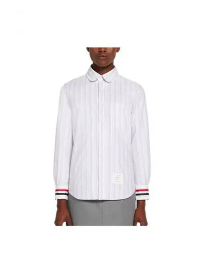 Three Stripes Cuff Striped Oxford Long Sleeve Shirt Medium Grey - THOM BROWNE - BALAAN 2