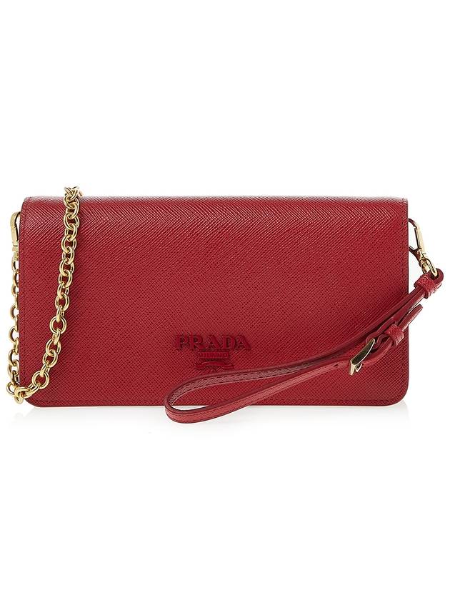 Monochrome Saffiano Leather Chain Mini Shoulder Bag Red - PRADA - BALAAN 2