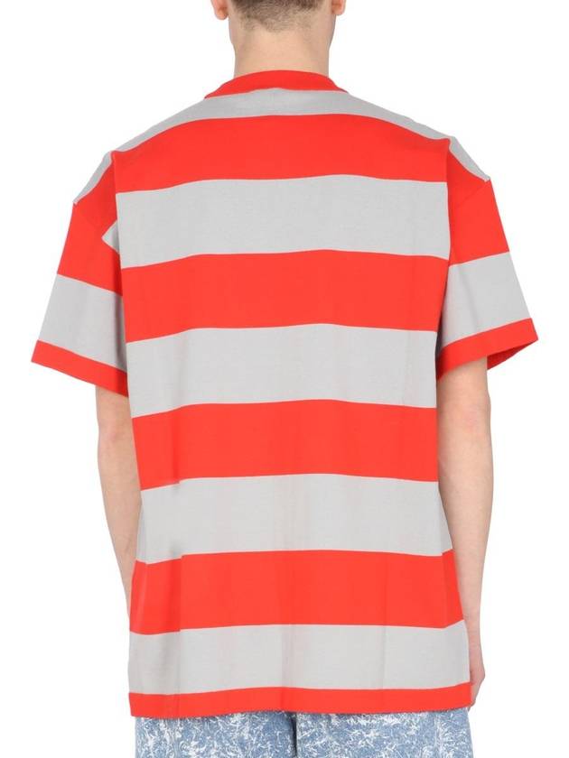 logo striped short sleeve t-shirt orange gray - MSGM - BALAAN 4