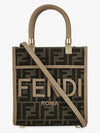 FF Mini Fabric Tote Bag Brown - FENDI - BALAAN 3