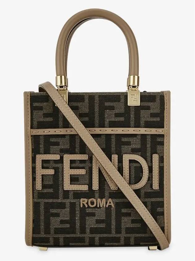 FF Mini Fabric Tote Bag Brown - FENDI - BALAAN 3