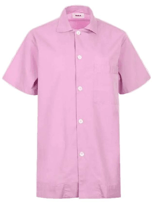 Poplin Pajamas Organic Cotton Short Sleeve Shirt Pink - TEKLA - BALAAN 1