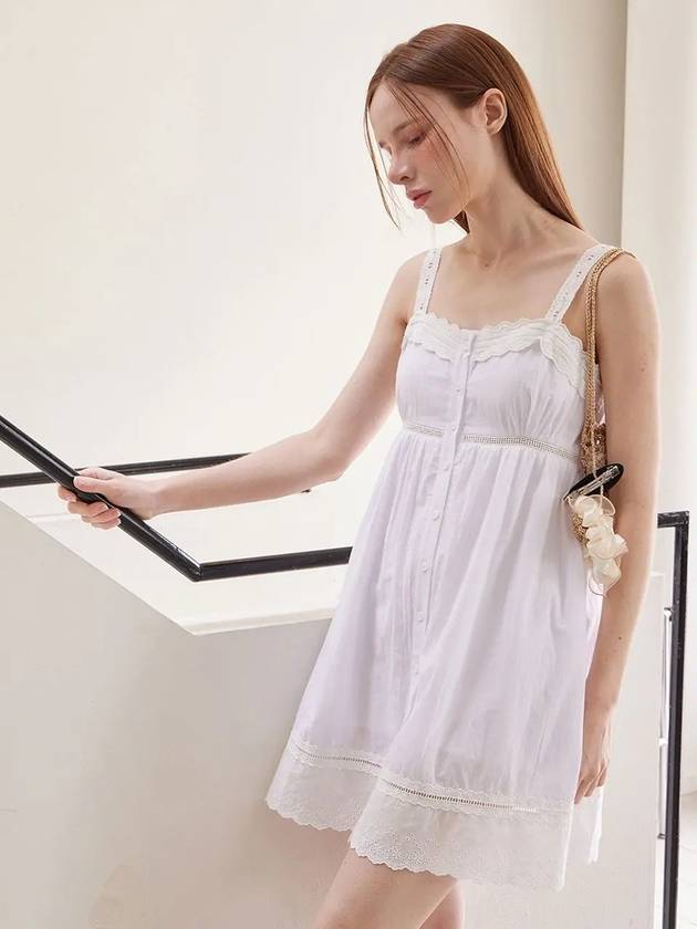 Lace Slip Mini Dress White - LESEIZIEME - BALAAN 1