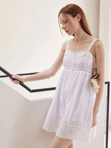 Lace slip mini dress white - LESEIZIEME - BALAAN 1