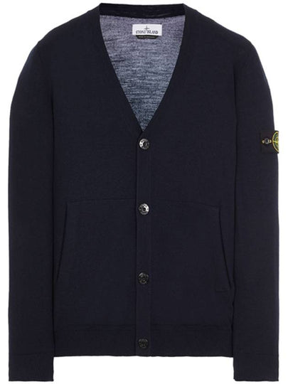 Wappen Patch V-Neck Wool Cardigan Navy - STONE ISLAND - BALAAN 2