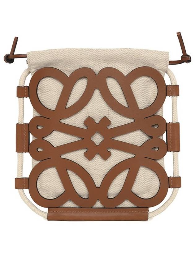 Anagram Cut-Out Classic Calfskin Canvas Cross Bag Ecru Tan - LOEWE - BALAAN.