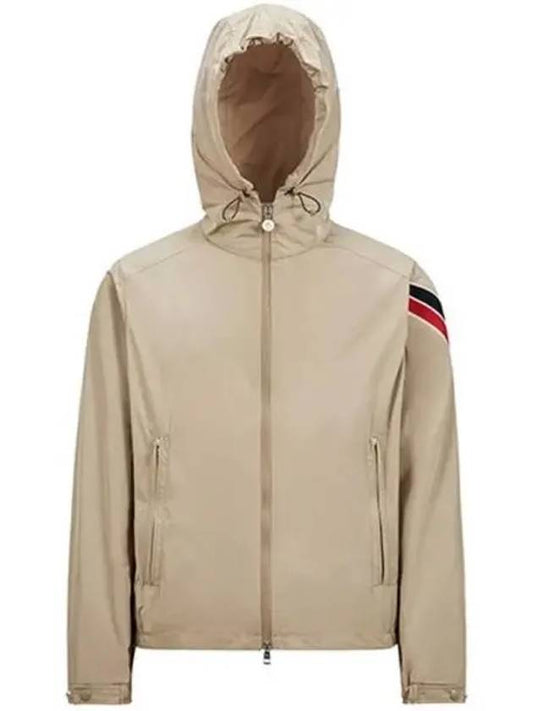 Cloutside logo patch hooded zip up windbreaker beige men s jacket 271789 - MONCLER - BALAAN 1