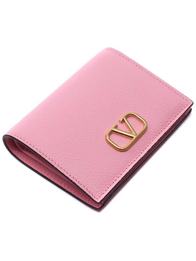 Compact V Logo Signature Calfskin Half Wallet Pink - VALENTINO - BALAAN 6