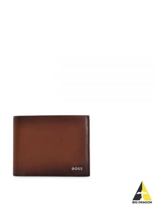 Highway Silver Logo Leather Half Wallet Brown - HUGO BOSS - BALAAN 2