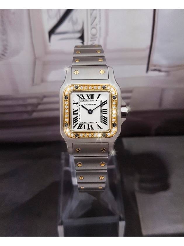 Santos Women s Square Combi Band Diamond Watch - CARTIER - BALAAN 7