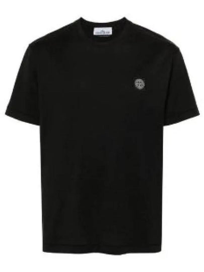 Logo Patch Short Sleeve T-Shirt Black - STONE ISLAND - BALAAN 2