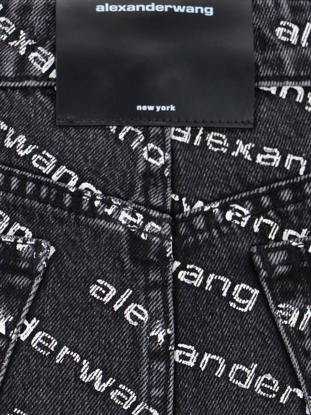 Grey Age Denim Bite Logo Shorts Black - ALEXANDER WANG - BALAAN 4