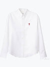 Button Down Boxy Fit Oxford Long Sleeve Shirt Natural White - AMI - BALAAN 2