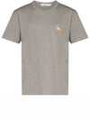 Chillax Fox Patch Classic Short Sleeve T-Shirt Grey Melange - MAISON KITSUNE - BALAAN 2