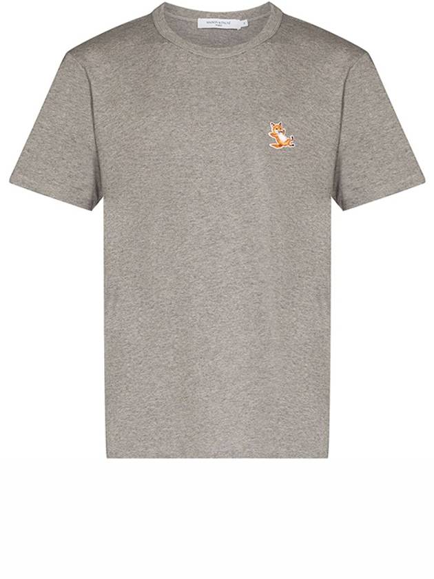 Chillax Fox Patch Classic Short Sleeve T-Shirt Grey Melange - MAISON KITSUNE - BALAAN 2