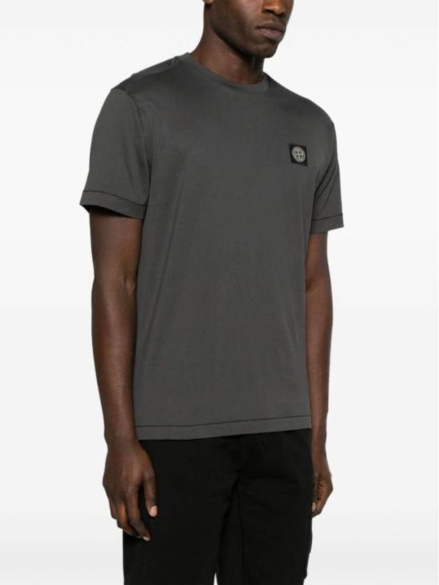 Logo Patch Short Sleeves T-Shirt  Steel Grey - STONE ISLAND - BALAAN 3