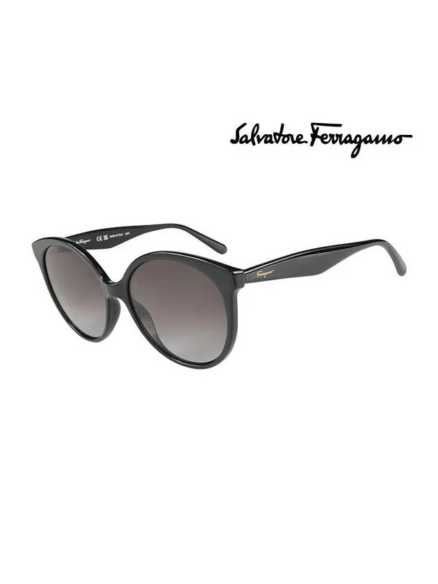 Eyewear Logo Round Sunglasses Black - SALVATORE FERRAGAMO - BALAAN 1