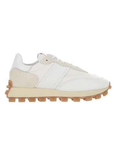 Paneled Lace-up Suede Leather Low Top Sneakers White - TOD'S - BALAAN 1