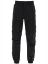 Stretch Cotton Tela Paracadute Cargo Straight Pants Black - STONE ISLAND - BALAAN 2