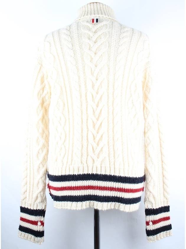 Aran cable RWB turtleneck knit 4 105 - THOM BROWNE - BALAAN 6