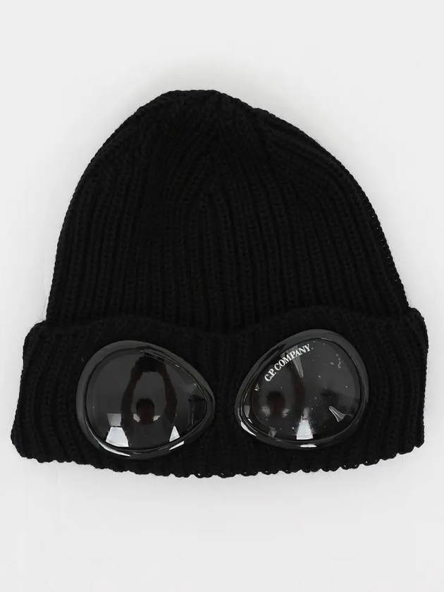 Extra Fine Merino Wool Goggle Beanie Black - CP COMPANY - BALAAN 3