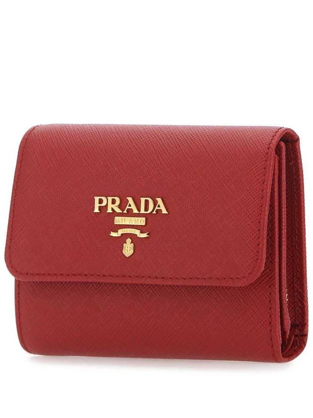 Saffiano Metal Logo Half Wallet Red - PRADA - BALAAN 3