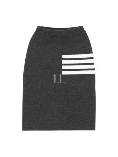 Women's Fine Merino Wool 4 Bar Stitch Pencil Skirt Dark Grey - THOM BROWNE - BALAAN 2