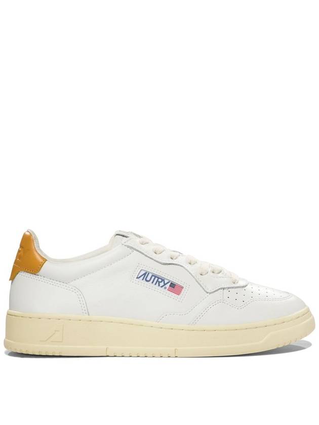 Autry White And Honey-Colored Leather Medalist Low Sneakers - AUTRY - BALAAN 1