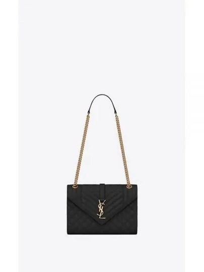 Gold Matelass Grain De Poudre Envelope Medium Shoulder Bag Black - SAINT LAURENT - BALAAN 2